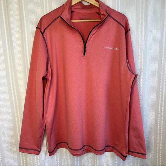 Vineyard Vines Performance‎ Quarter Zip Stretch Pullover Golf Large Mens Red - Picture 1 of 6